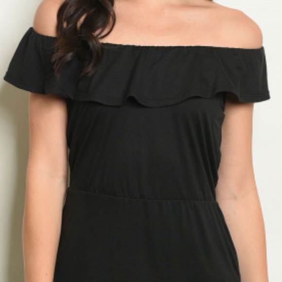 Off Shoulder Mini Dress Black XXS-XS-S - Picture 2 of 5